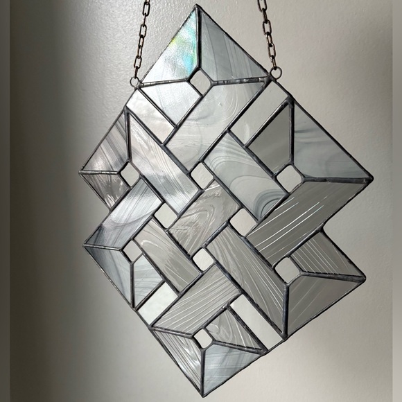 Geometric Stained Glass Panel - Picture 1 of 5